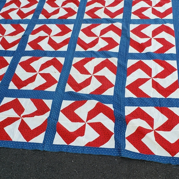 Vintage Quilt Topper 1950s Moder Art item has some holes and stains Shabby Chic - Picture 3 of 4